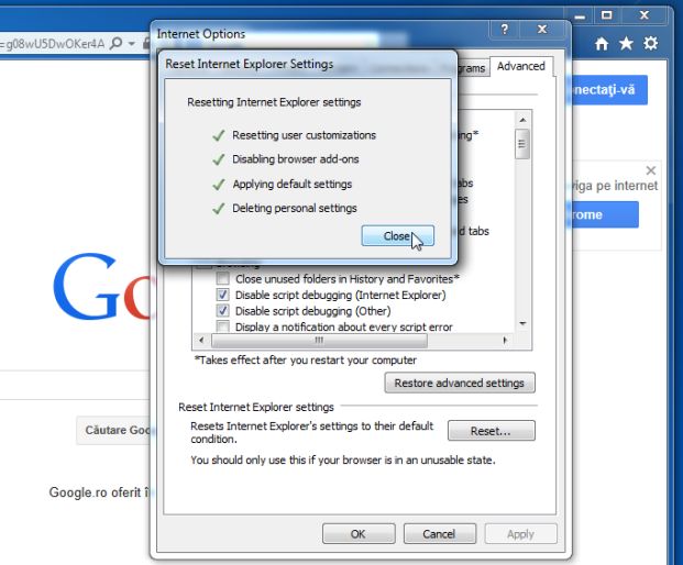 Description: [Image Reset Internet Explorer settings]