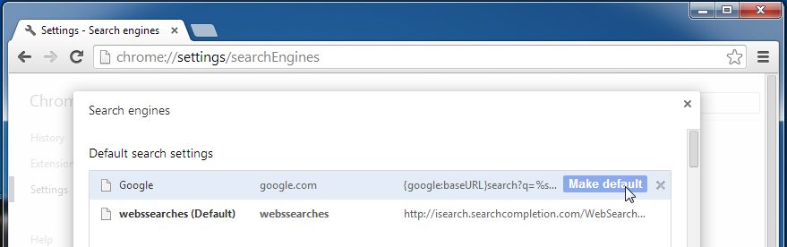 Description: [Image: WebsSearches Chrome redirect]