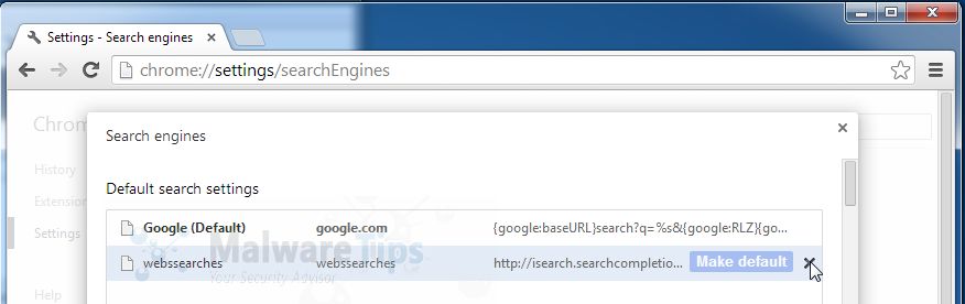 Description: [Image: WebsSearches Chrome removal]