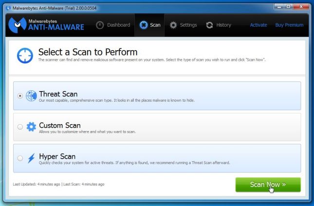 Description: [Image: Malwarebytes Anti-Malware Threat Scan]