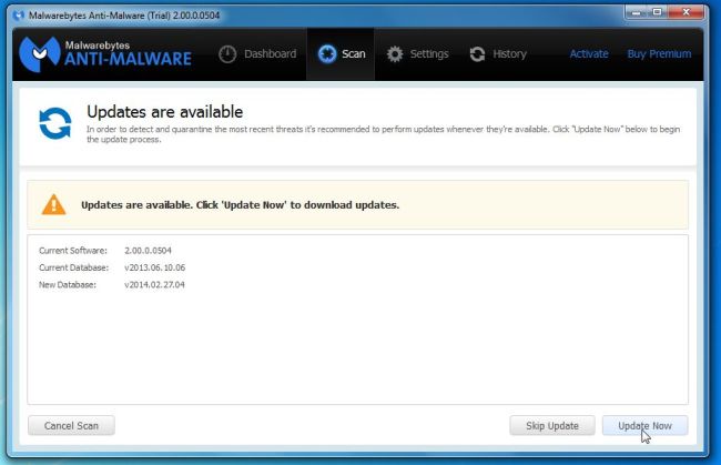 Description: [Image: Click on Update Now to update Malwarebytes Anti-Malware]